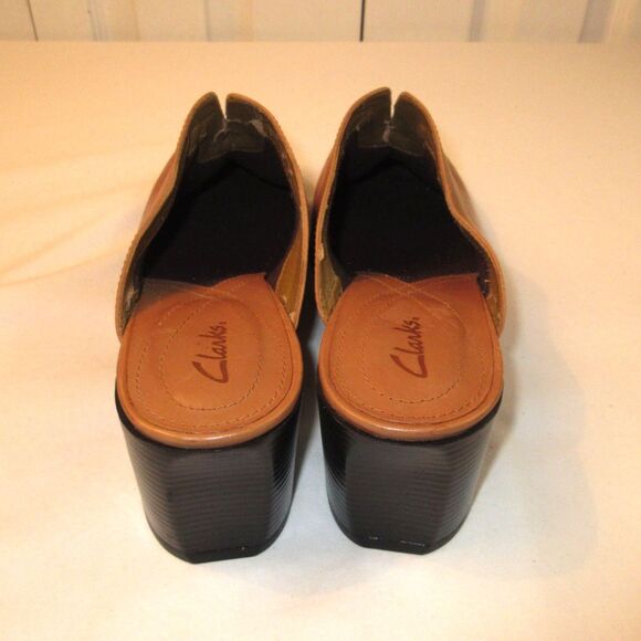 Women’s Clark Slip-On Heeled Leather Shoes US Size 10 - Picture 4 of 10